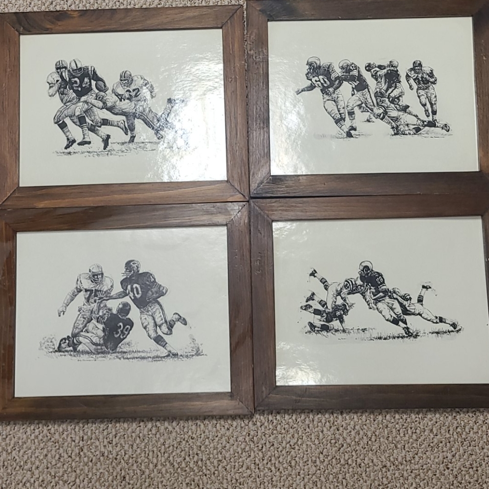 COPY - 4 set - vintage football wall art